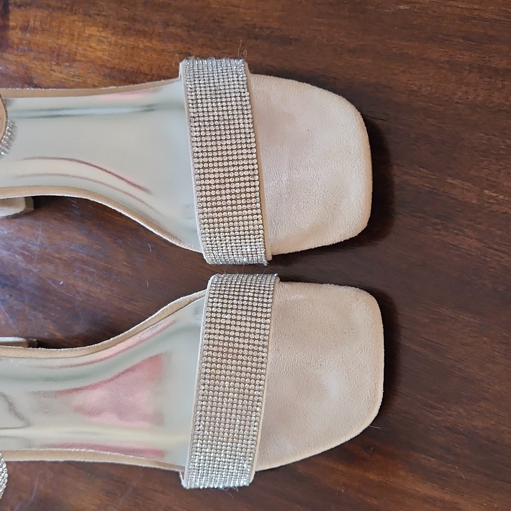 Chelsea Moreland Nude Silver Sparkle Open Toe Formal 3 Inch Heel Women's Size 9 - Picture 6 of 10